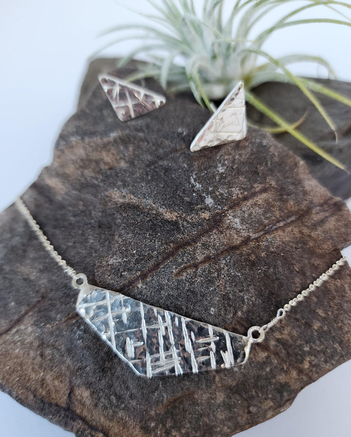 Geometric sterling silver triangle necklace set - LB Designs