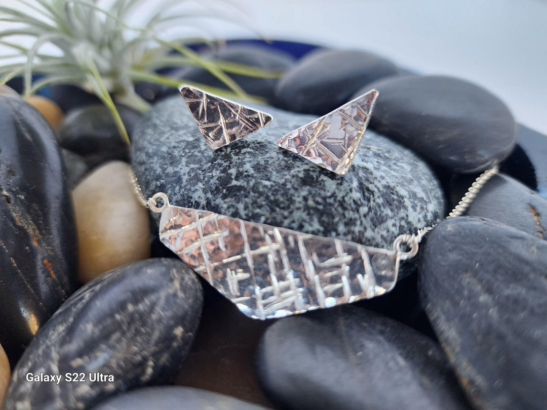 Geometric sterling silver triangle necklace set - LB Designs