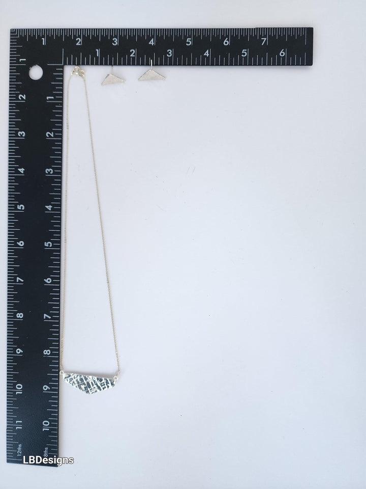 Geometric sterling silver triangle necklace set - LB Designs