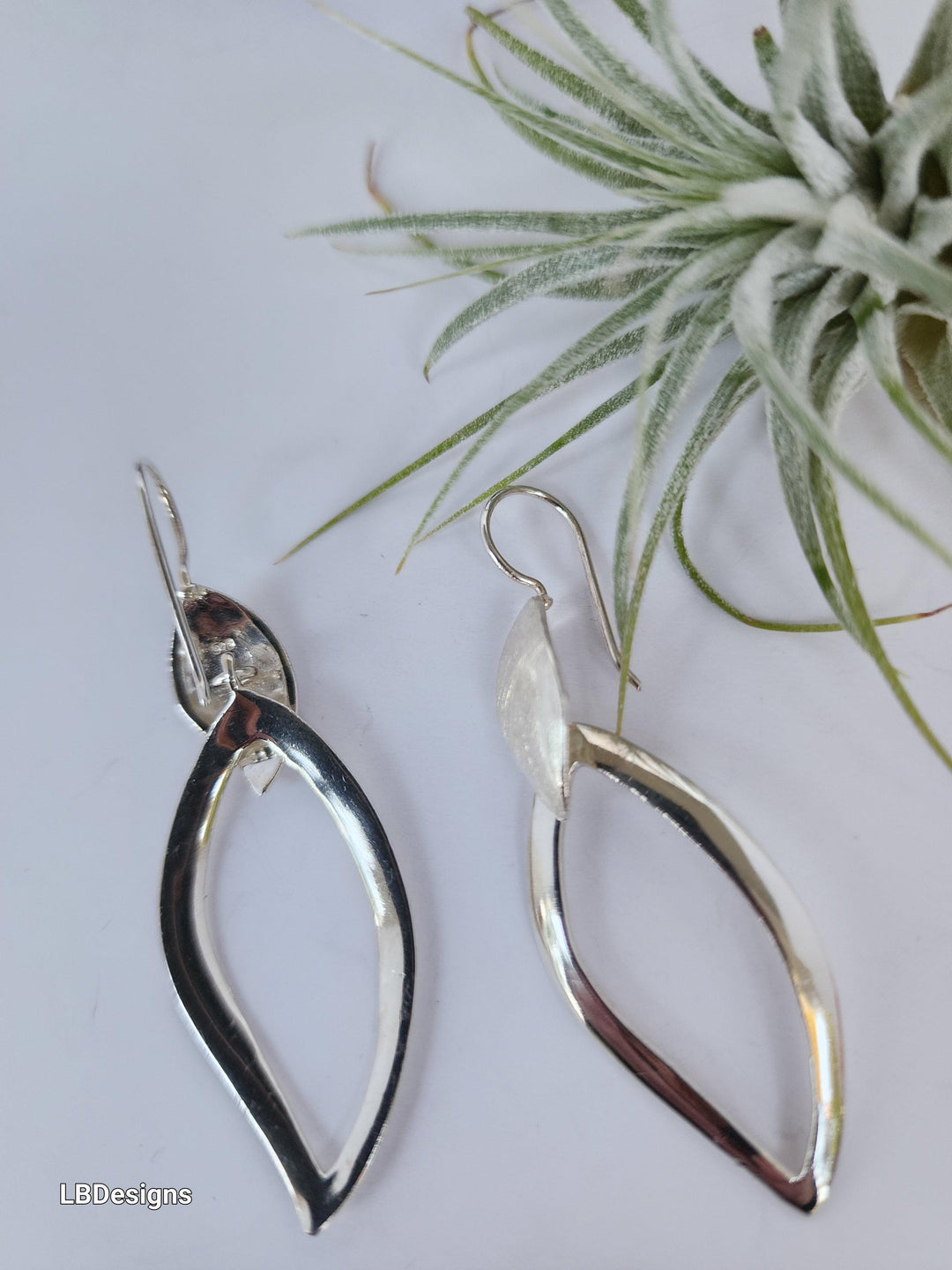 Sterling silver drop leaf earrings - LB Designs