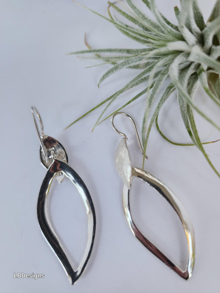 Sterling silver drop leaf earrings - LB Designs