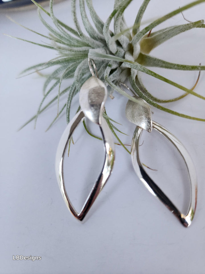 Sterling silver drop leaf earrings - LB Designs