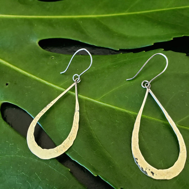 Silver hammered tear drop earrings - LB Designs