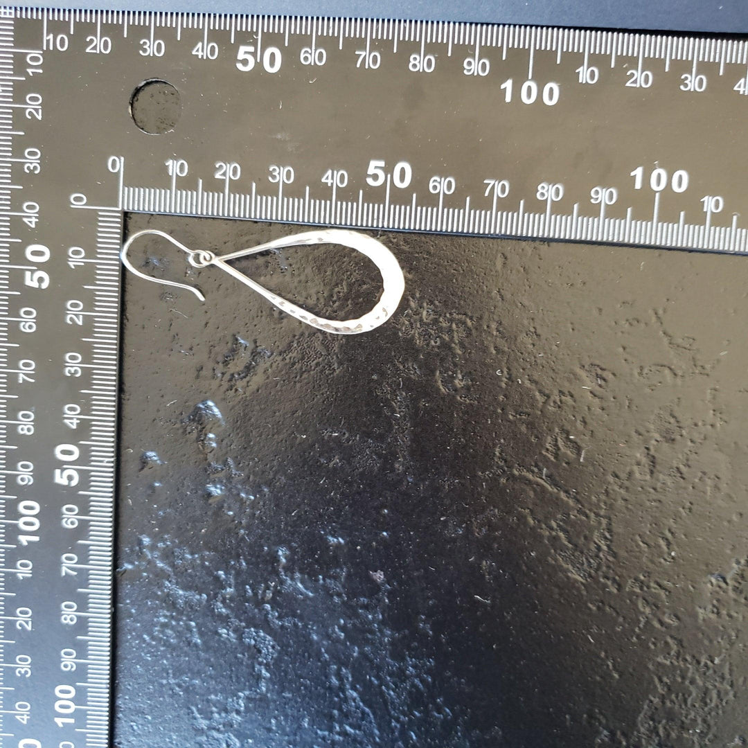 Silver hammered tear drop earrings - LB Designs