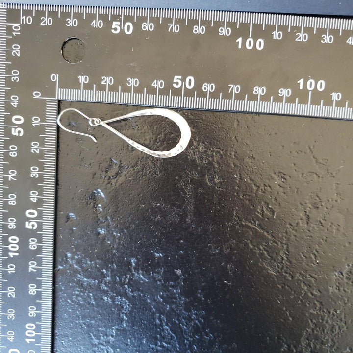 Silver hammered tear drop earrings - LB Designs