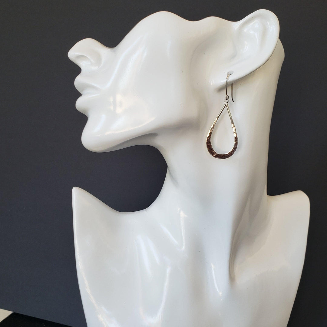 Silver hammered tear drop earrings - LB Designs