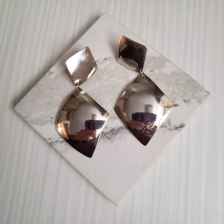 Sterling silver shimmering diamond shape earrings - LB Designs