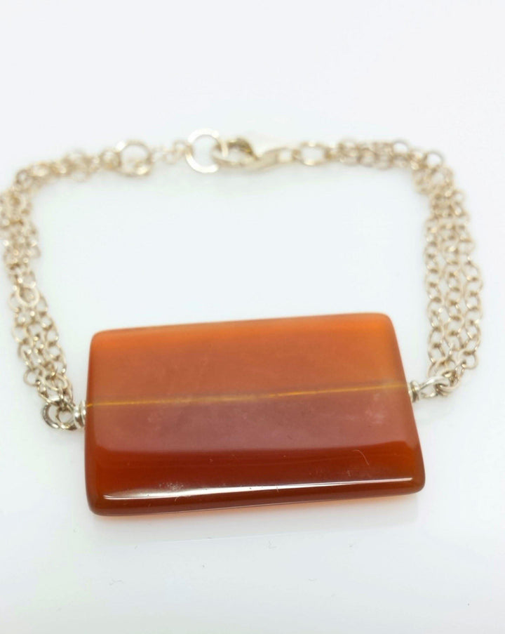 Multi strand silver carnelian bracelet - LB Designs