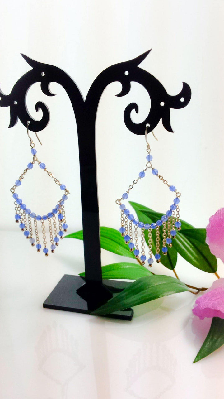 Blue chalcedony chandelier earrings - LB Designs