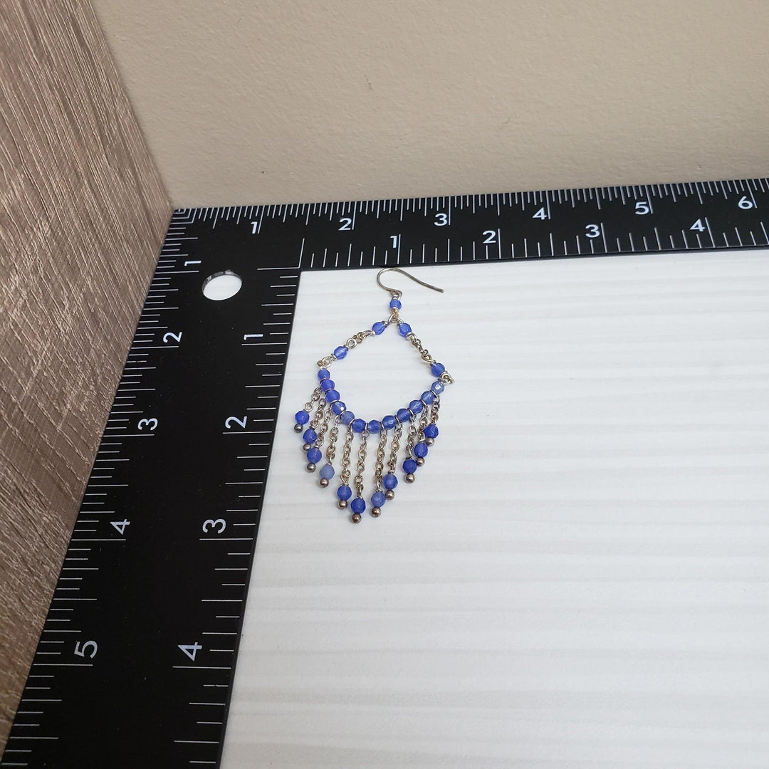 Blue chalcedony chandelier earrings - LB Designs