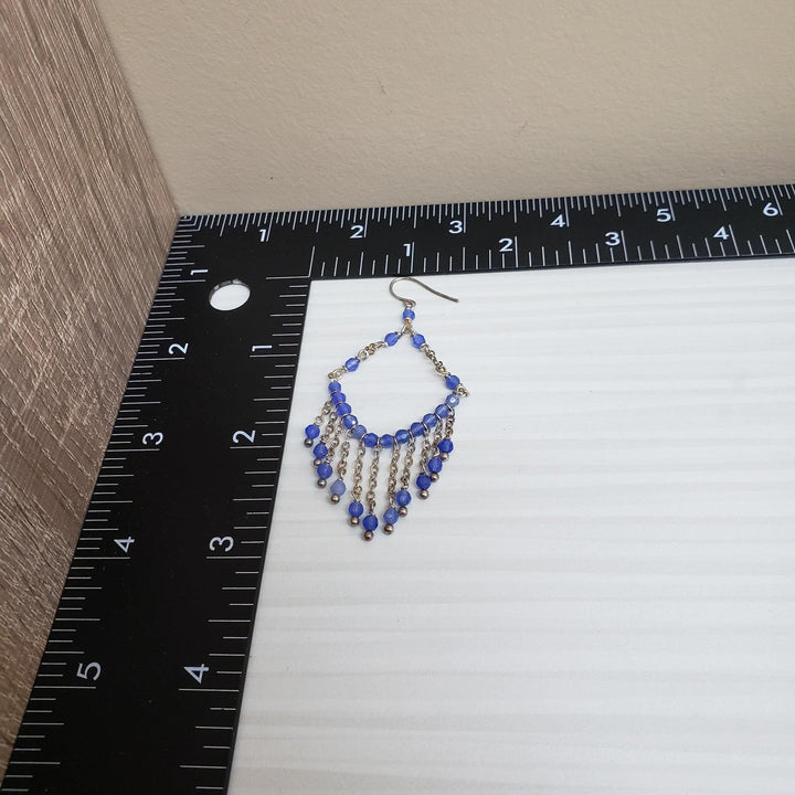 Blue chalcedony chandelier earrings - LB Designs
