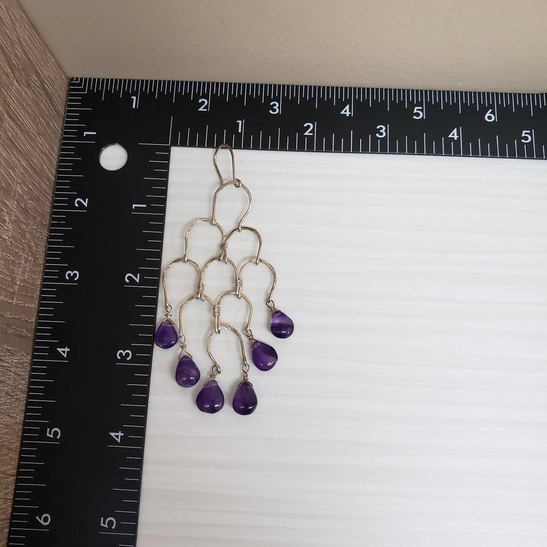 Silver and pear amethyst earrings - LB Designs