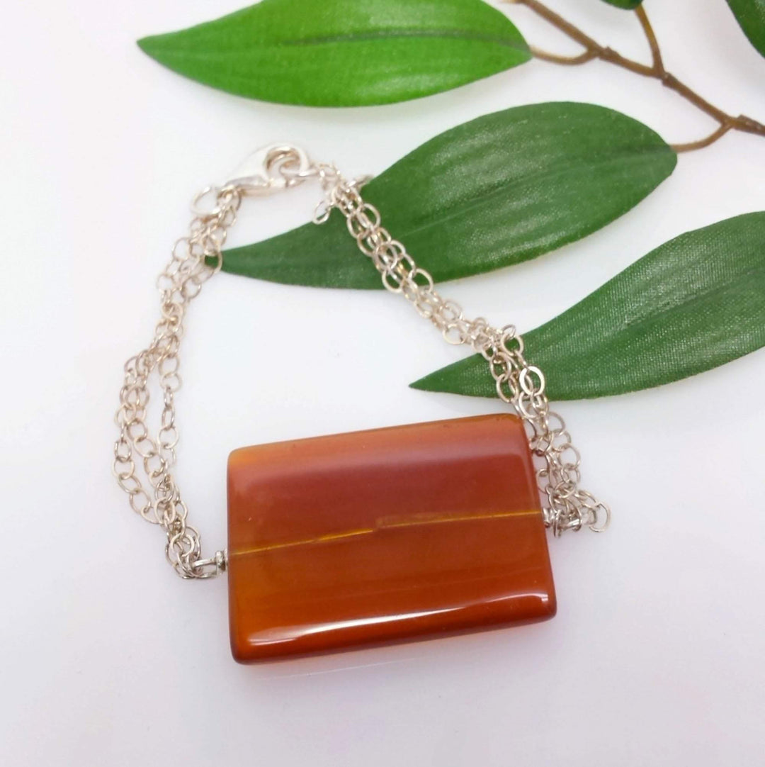 Multi strand silver carnelian bracelet - LB Designs