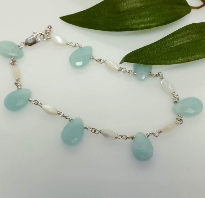 Blue chalcedony and silver bracelet - LB Designs