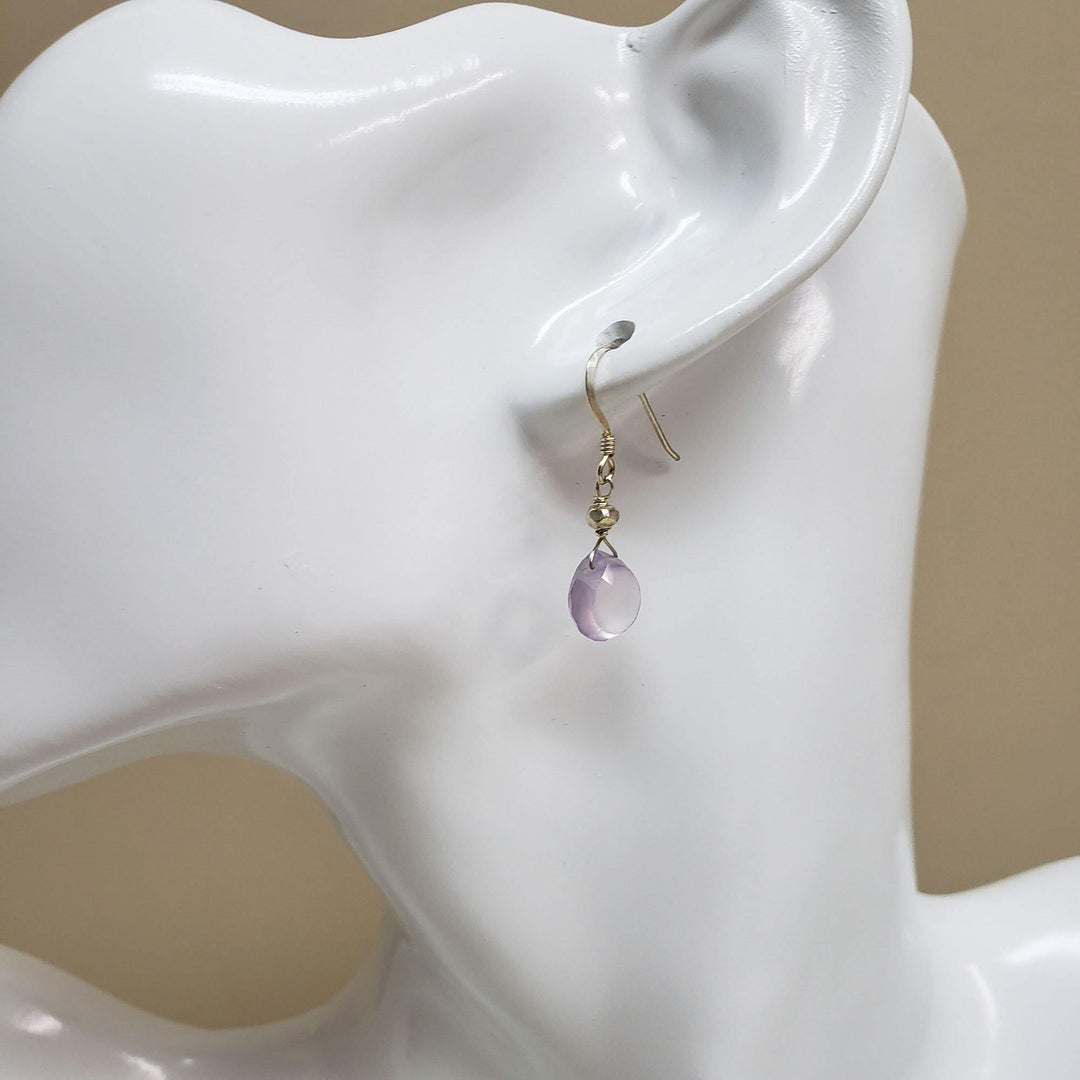 Dainty purple chalcedony earrings - LB Designs