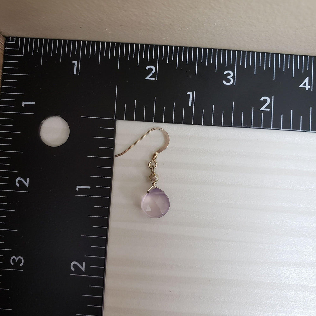 Dainty purple chalcedony earrings - LB Designs