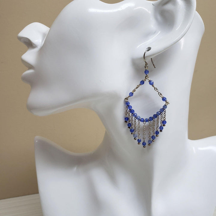 Blue chalcedony chandelier earrings - LB Designs