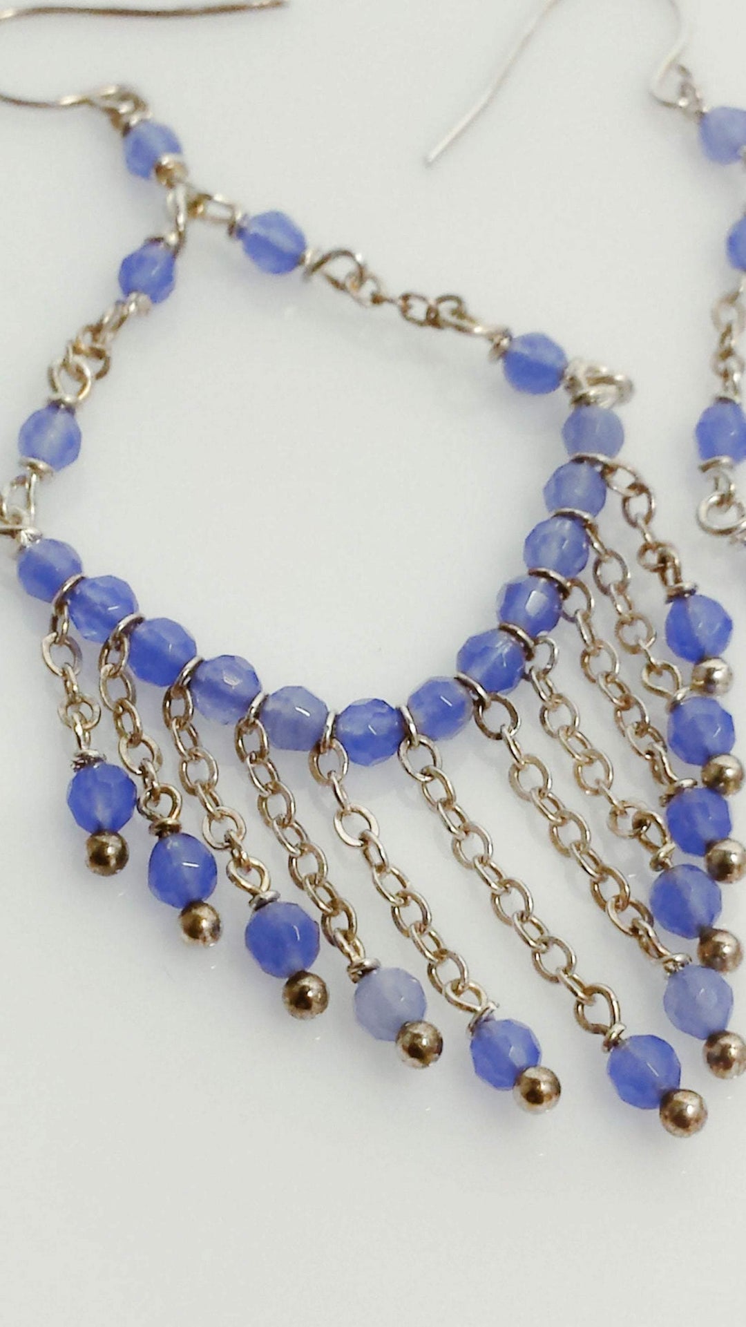 Blue chalcedony chandelier earrings - LB Designs