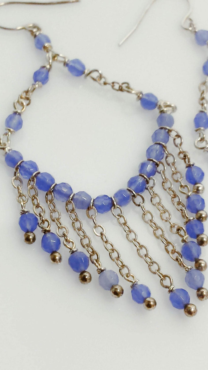 Blue chalcedony chandelier earrings - LB Designs