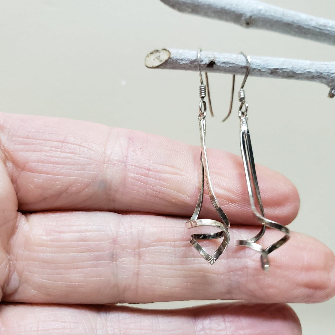 Sterling silver dangle twist earrings - LB Designs