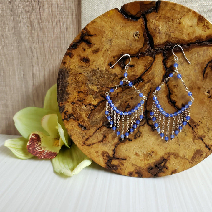Blue chalcedony chandelier earrings - LB Designs