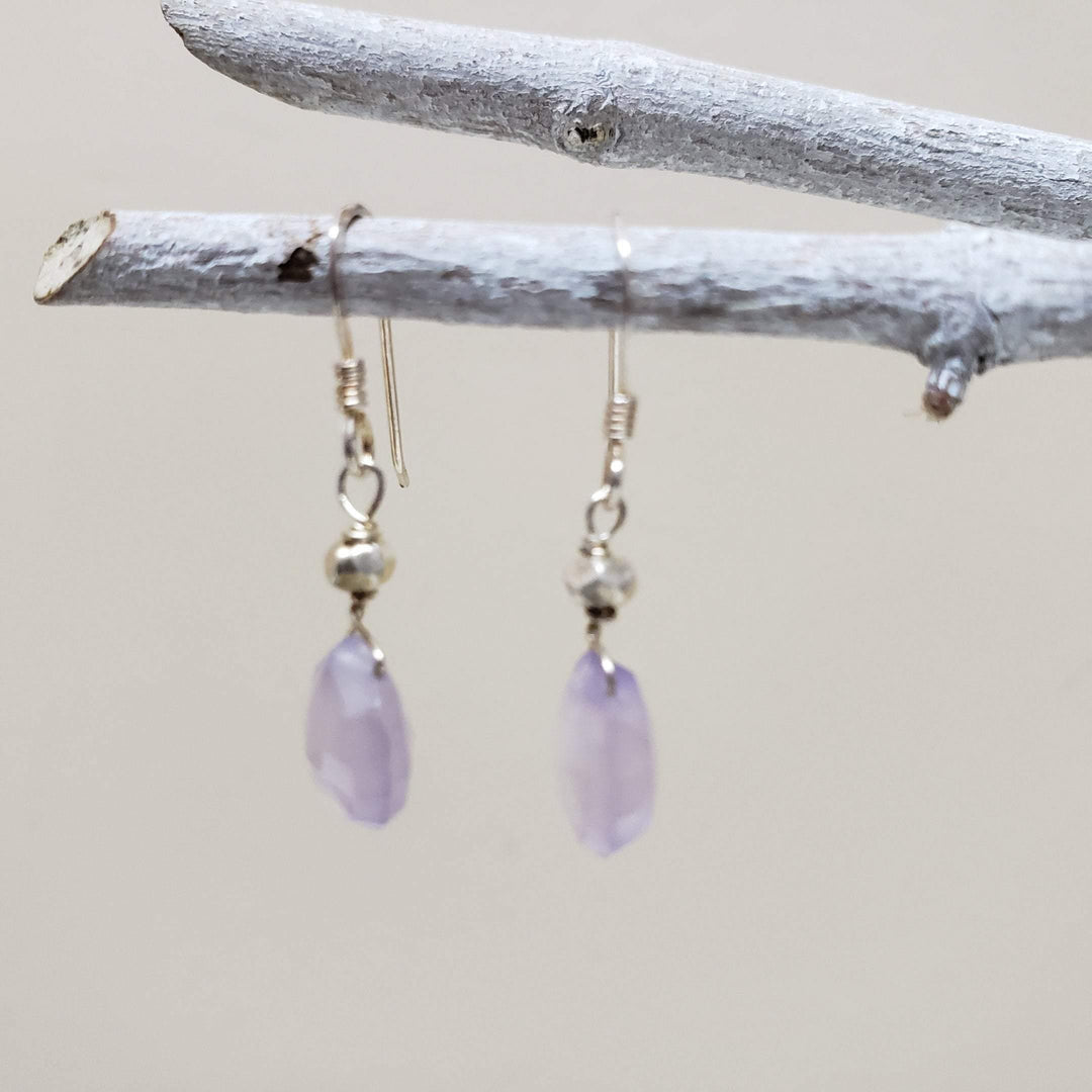 Dainty purple chalcedony earrings - LB Designs