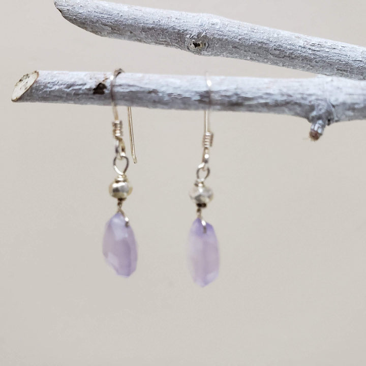 Dainty purple chalcedony earrings - LB Designs