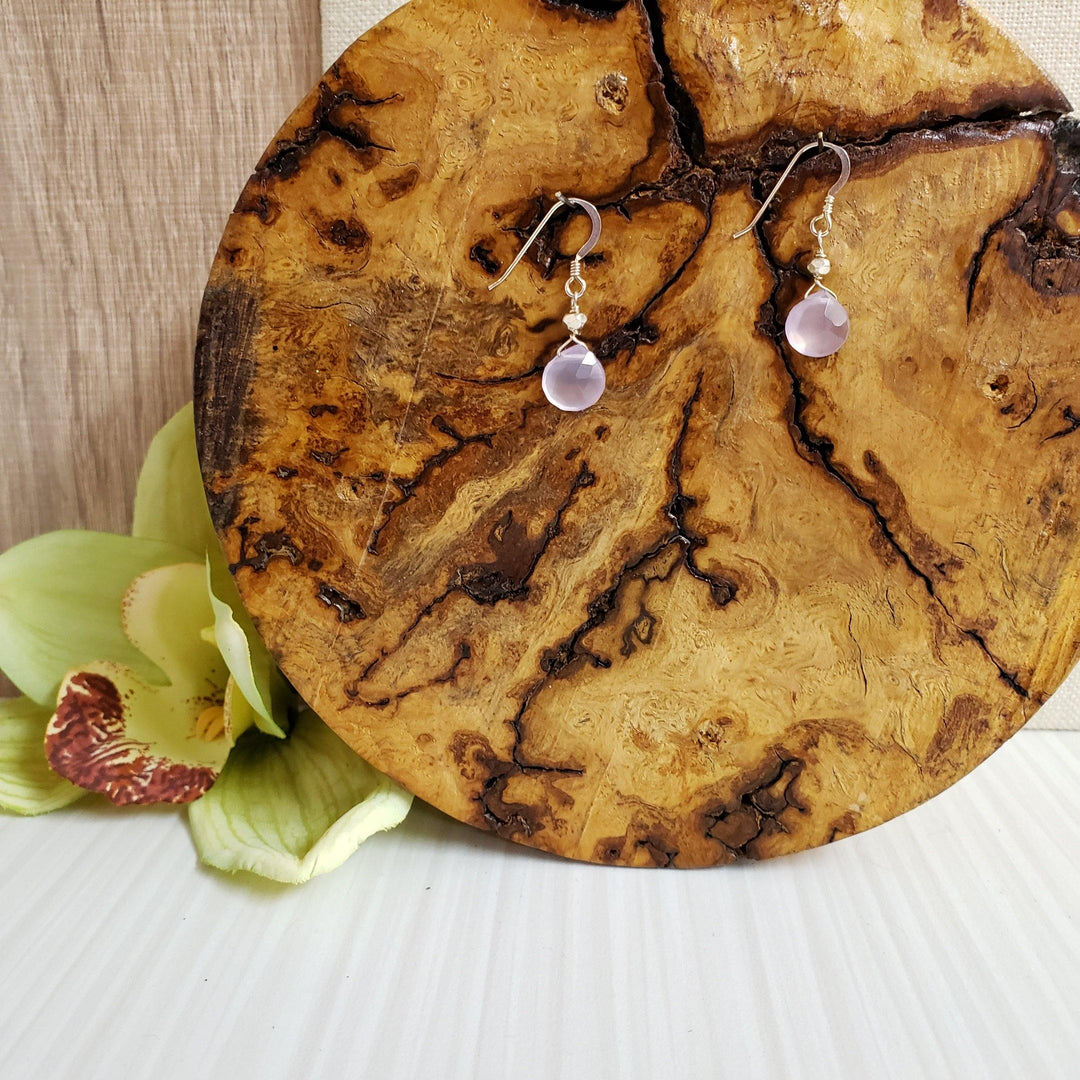 Dainty purple chalcedony earrings - LB Designs