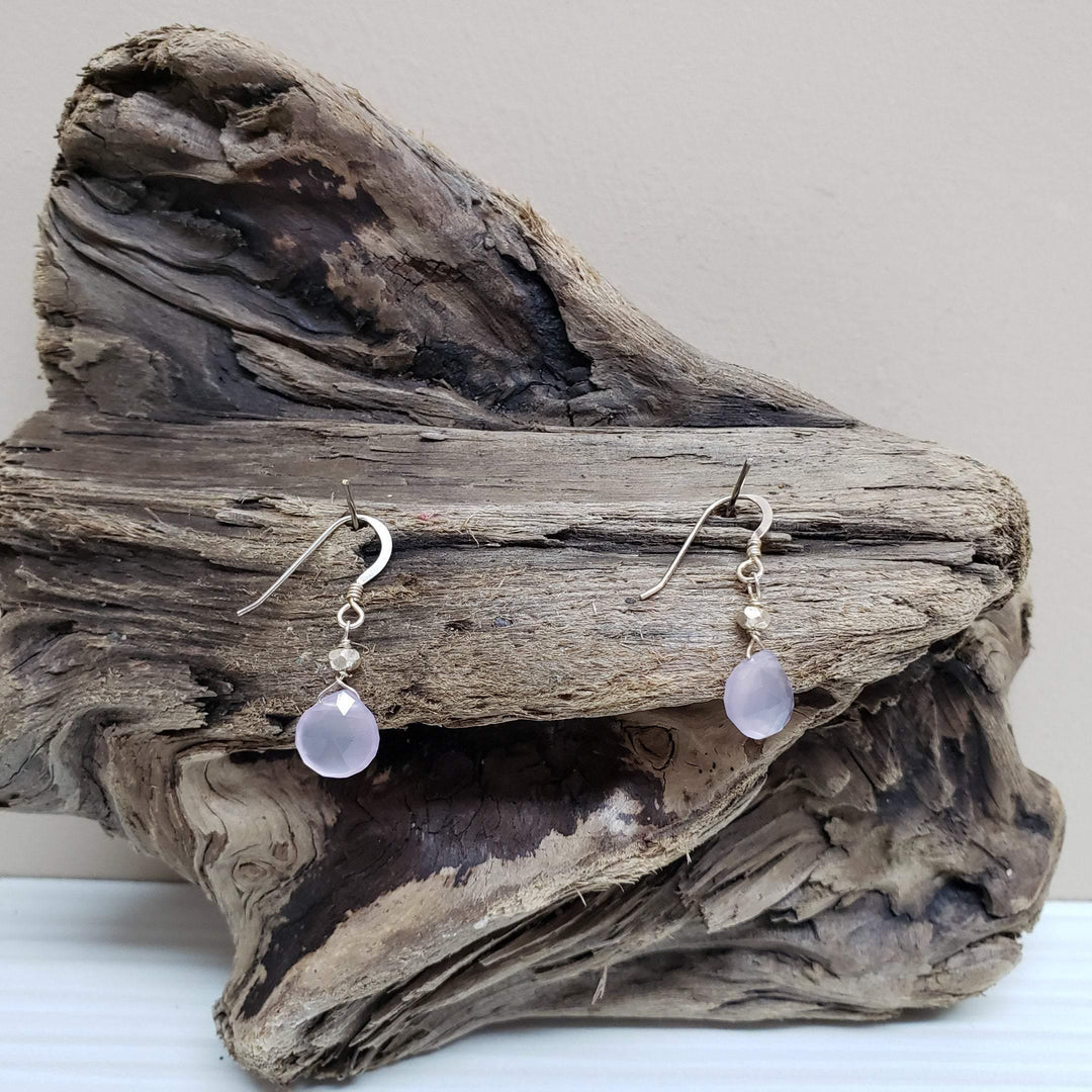 Dainty purple chalcedony earrings - LB Designs