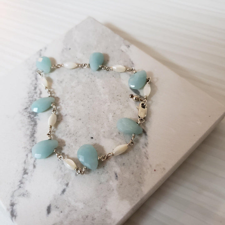Blue chalcedony and silver bracelet - LB Designs