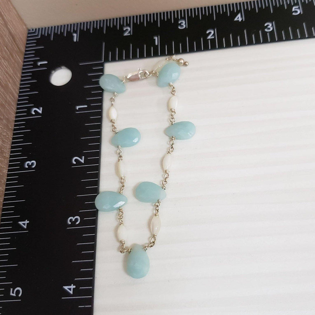 Blue chalcedony and silver bracelet - LB Designs
