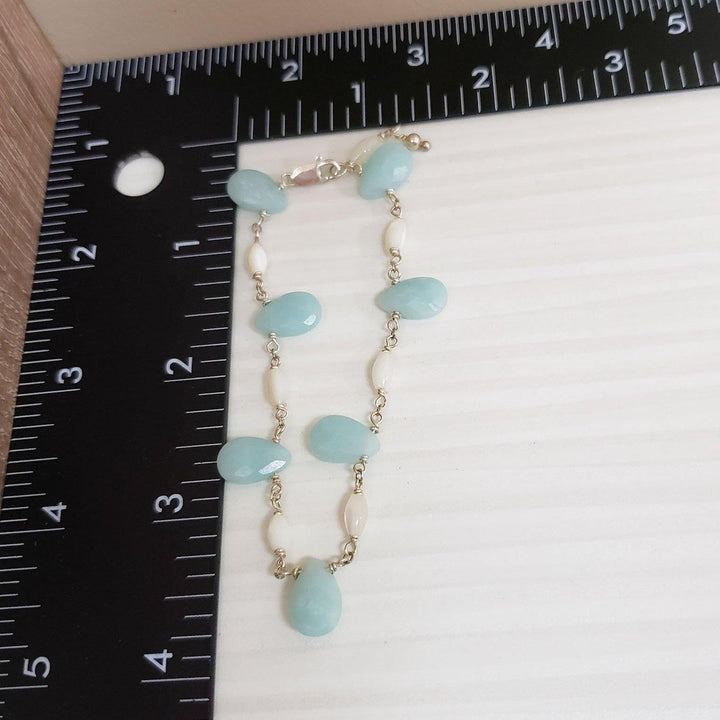 Blue chalcedony and silver bracelet - LB Designs