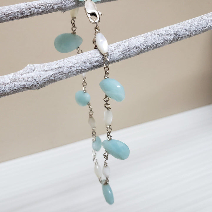 Blue chalcedony and silver bracelet - LB Designs