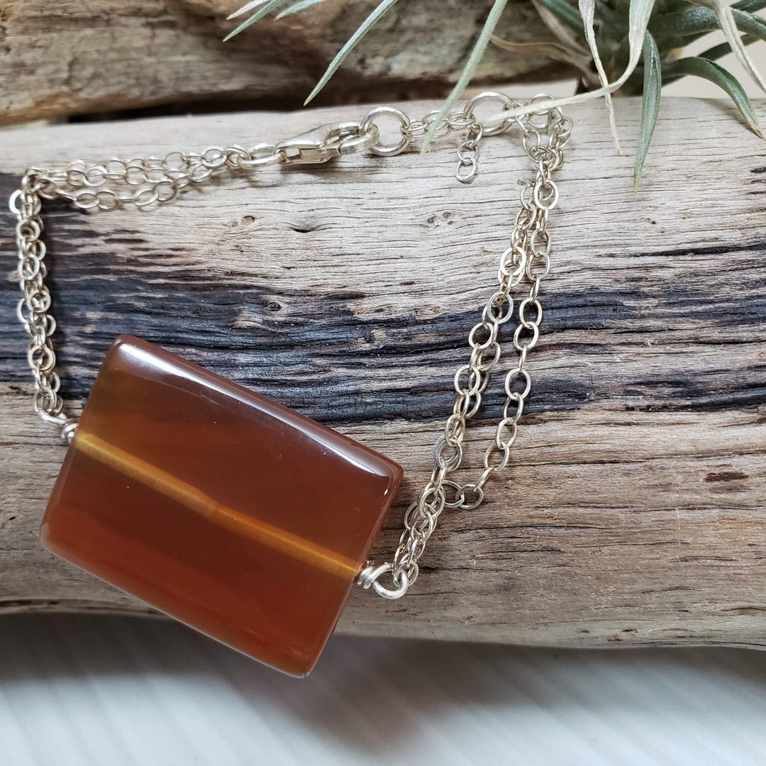 Multi strand silver carnelian bracelet - LB Designs