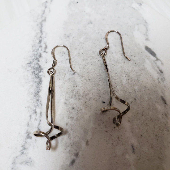 Sterling silver dangle twist earrings - LB Designs