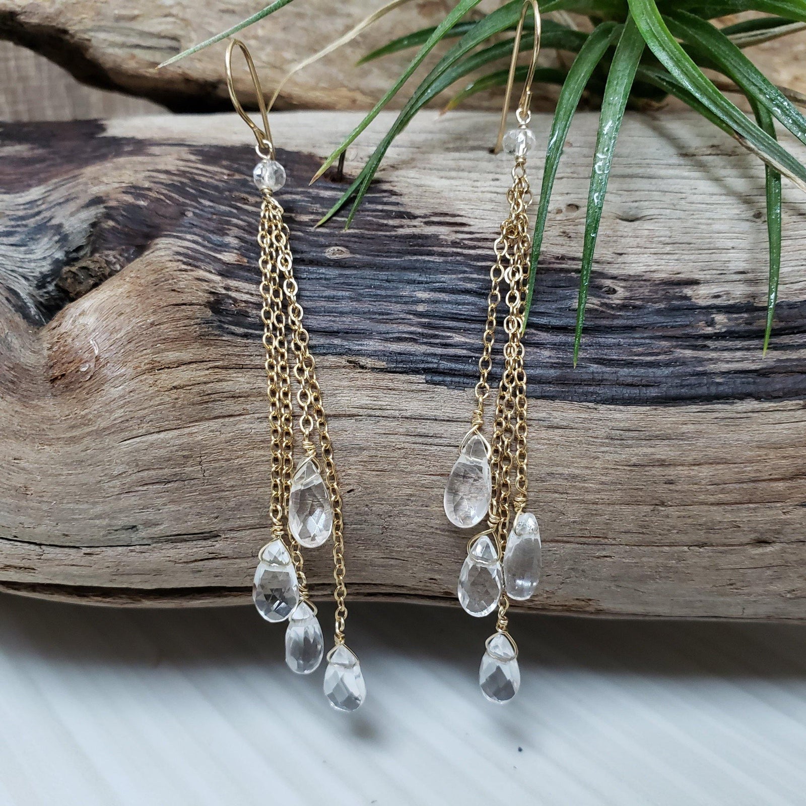 Quartz crystal chandelier earrings - LB Designs