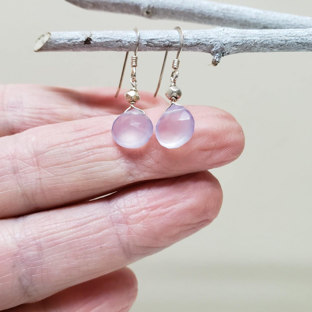 Dainty purple chalcedony earrings - LB Designs