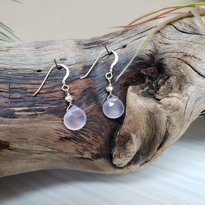 Dainty purple chalcedony earrings - LB Designs