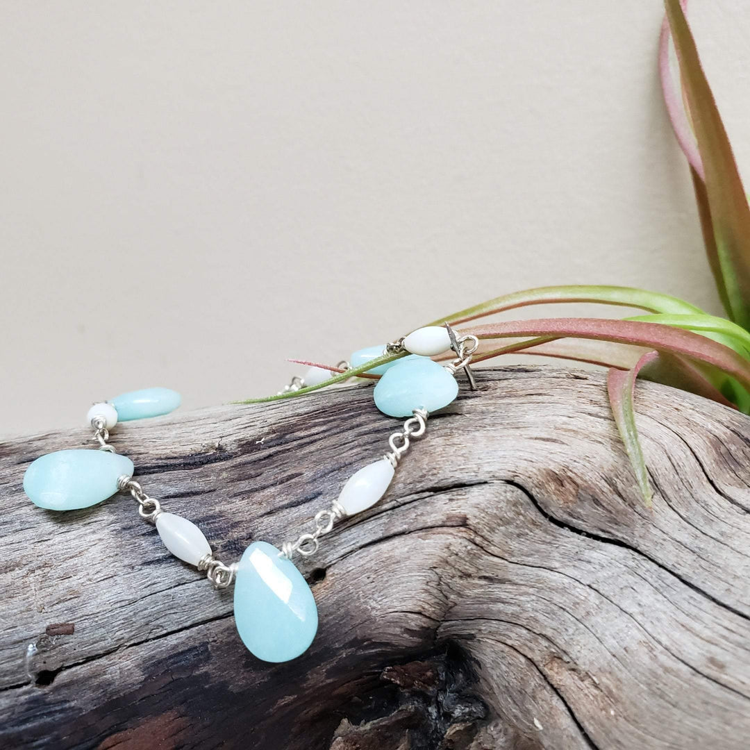 Blue chalcedony and silver bracelet - LB Designs