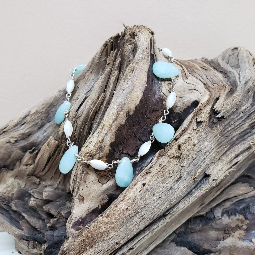 Blue chalcedony and silver bracelet - LB Designs