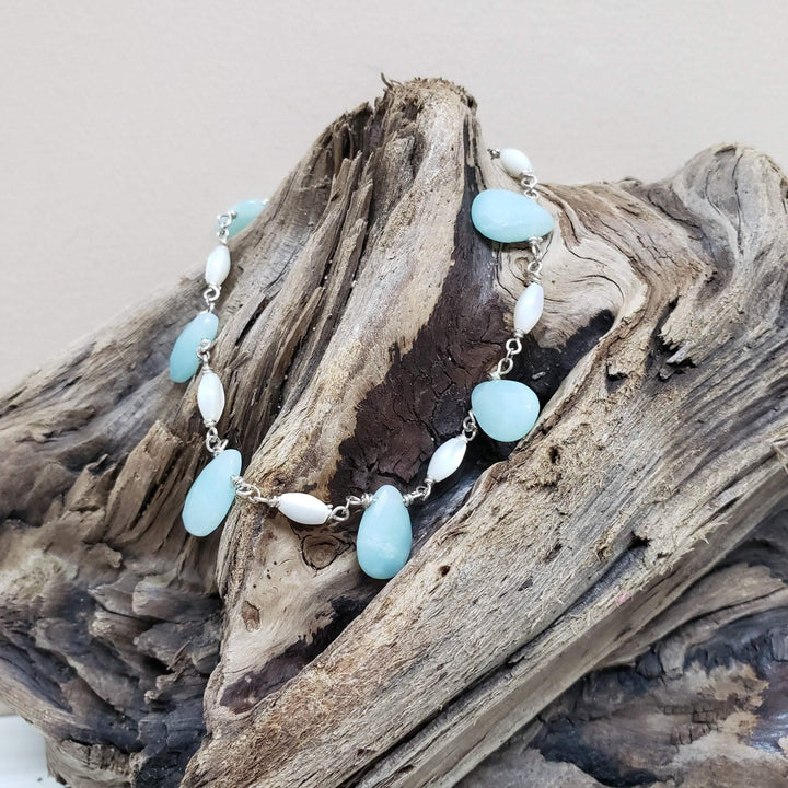 Blue chalcedony and silver bracelet - LB Designs