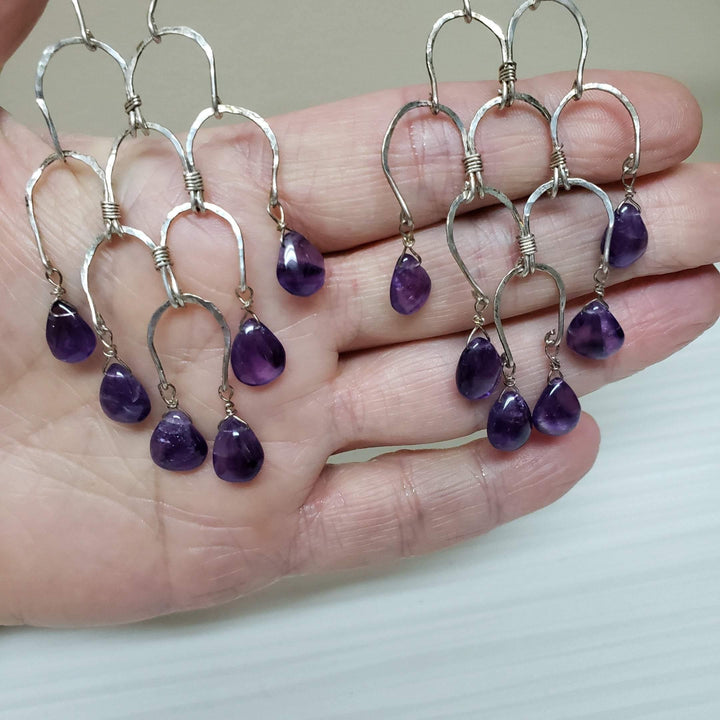 Silver and pear amethyst earrings - LB Designs